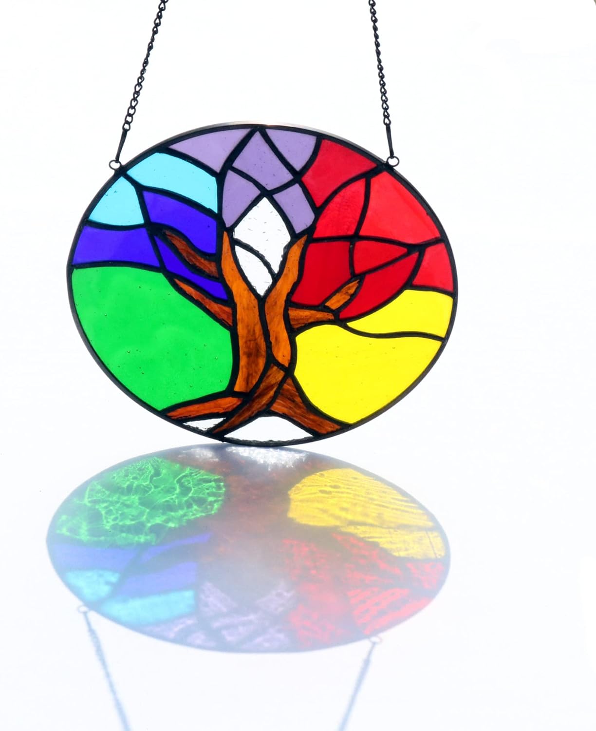Rainbow Color Wheel Stained Glass Suncatcher