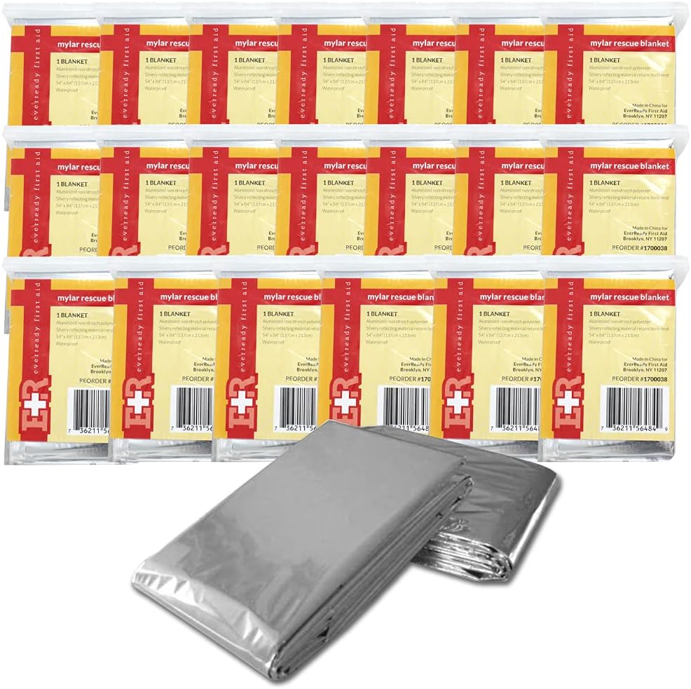 Zip Emergency Mylar Thermal Blankets Pack of 20 Individually Packaged