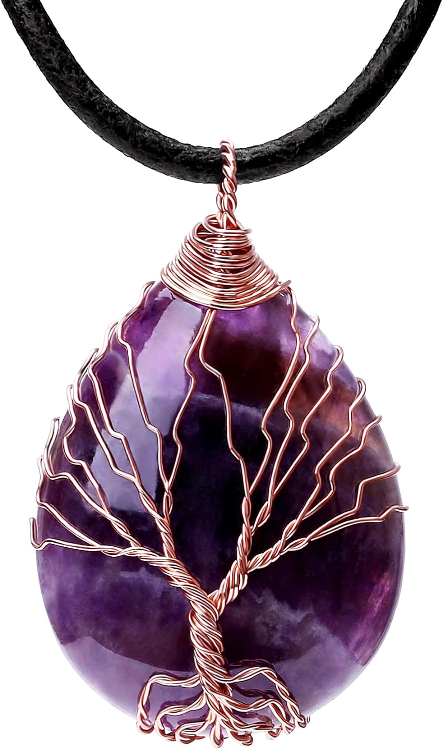 healing stones meditation jewellery Amethyst wire wrapped stone on adjustable chain chakra jewellery yoga jewellery healing