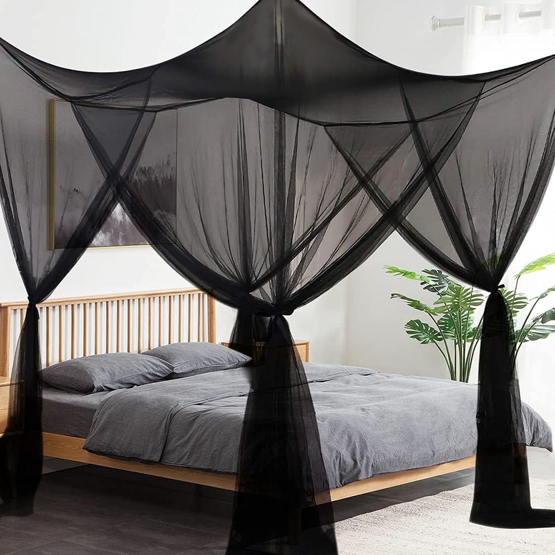 4 Corners Post Bed Canopy Curtain Mosquito Net Or Frame Twin Full Queen King New 