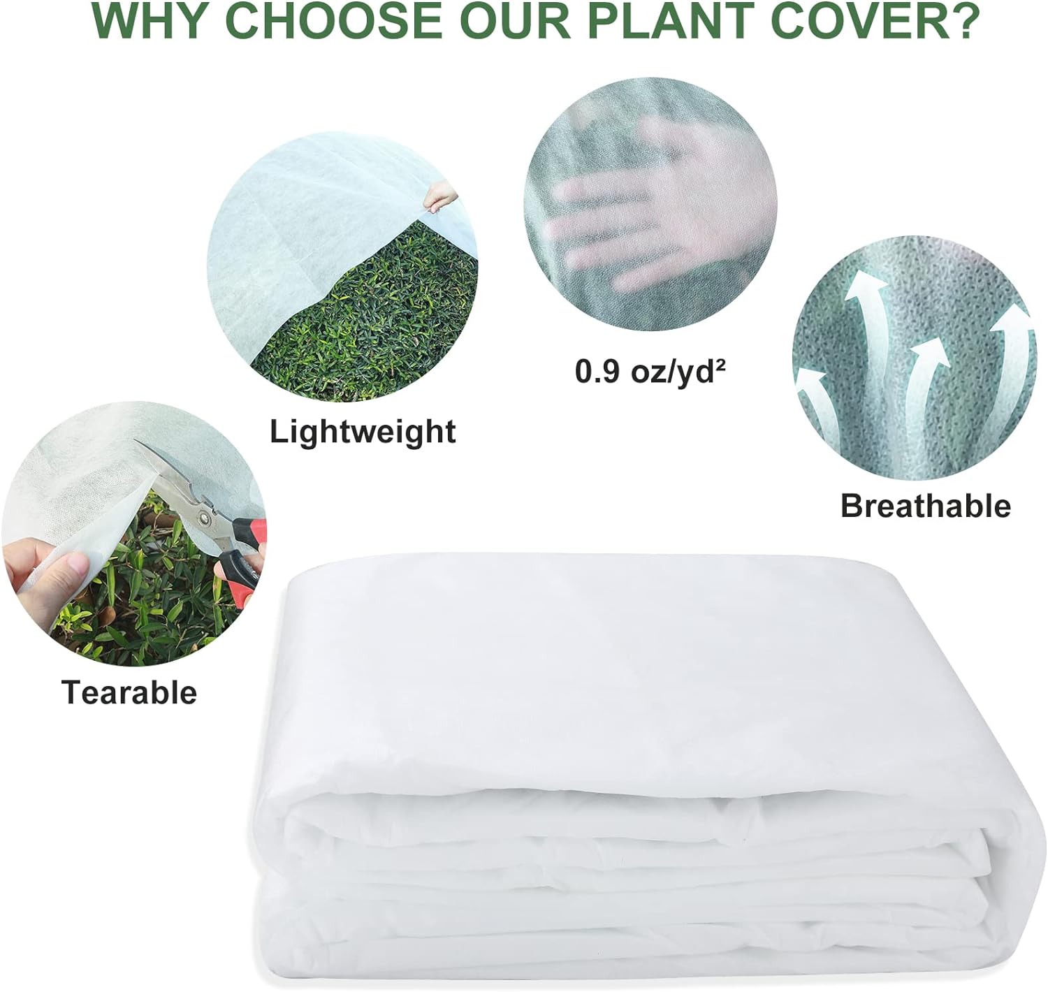 winemana Winter Plant Covers Freeze Protector 0.9 oz 8 x 30 FT Reusable Frost Blanket Antifreeze Cover Plant Protective Layer for Winter Cold Weather Animals 