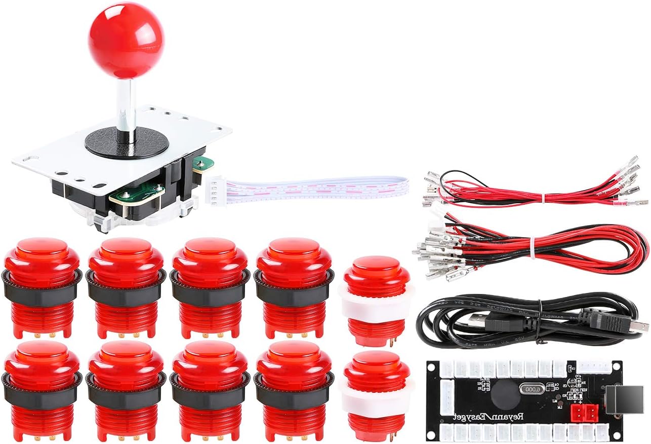 2 Player Arcade DIY Parts Kit LED Push Button USB Encoder Joystick 