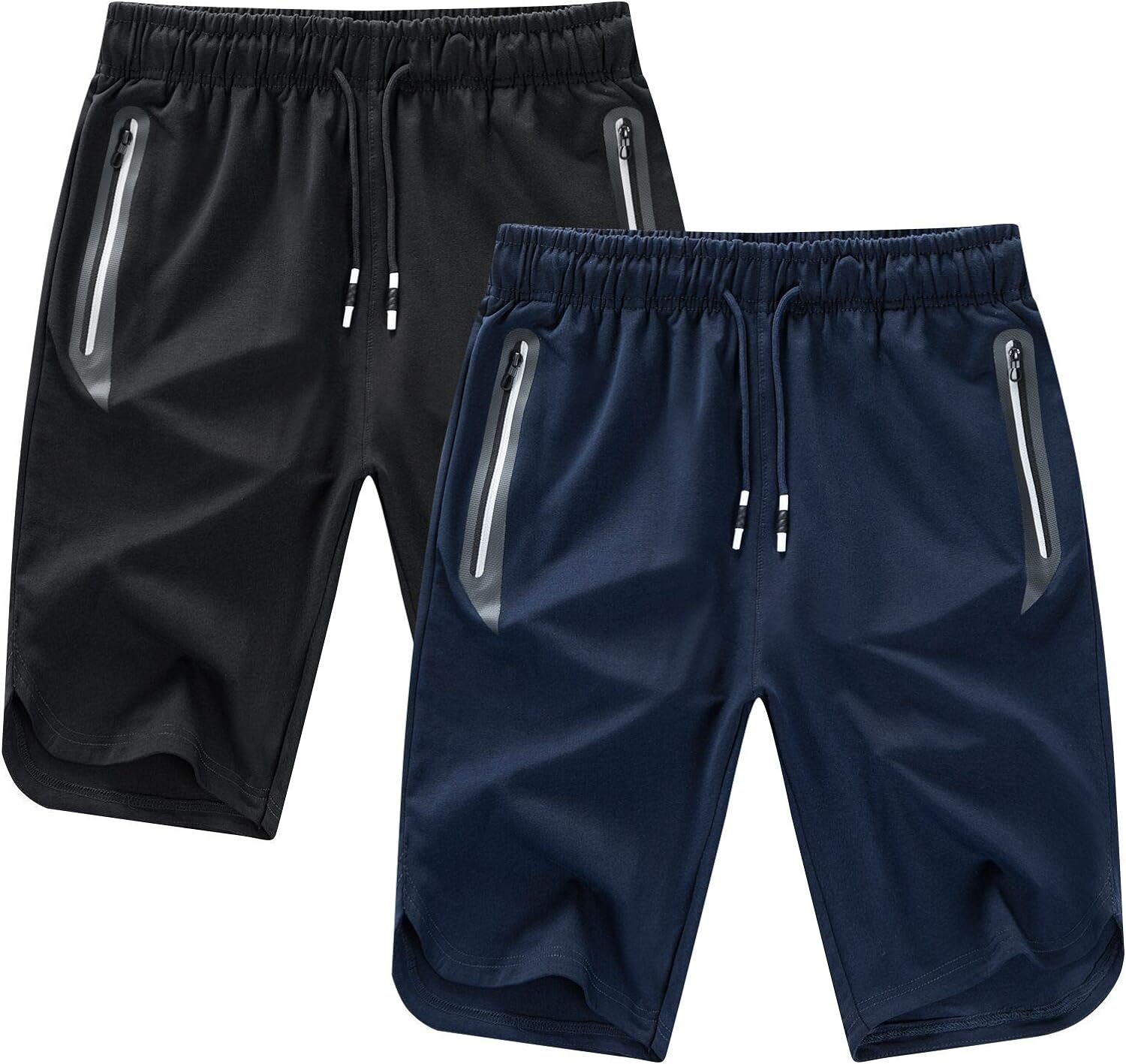 Thobisy Mens Shorts Casual Workout Shorts Drawstring Zipper Pockets Elastic Waist 