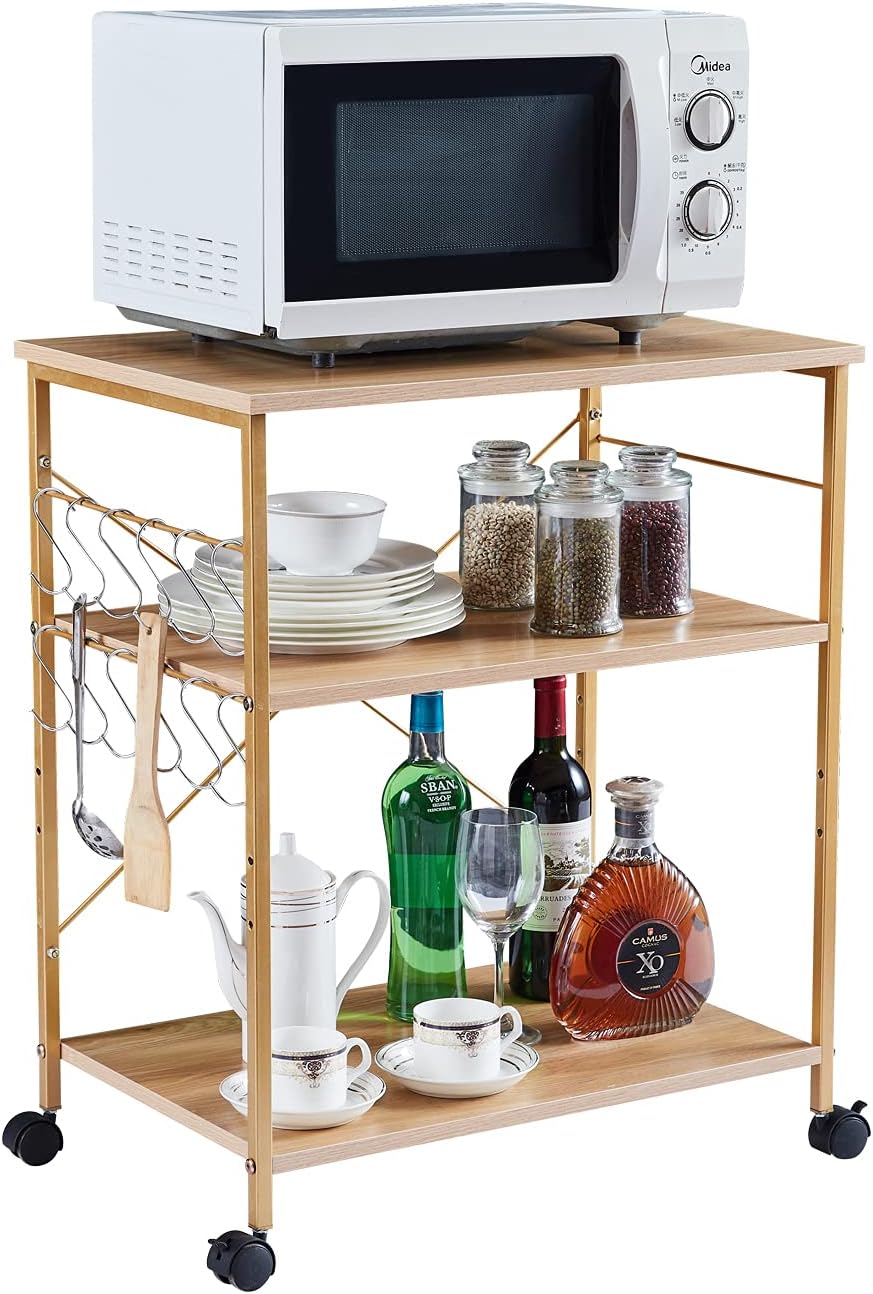 3-Tier Kitchen Storage Cart Microwave Oven Rack Utility Workstation Stand Shelf 