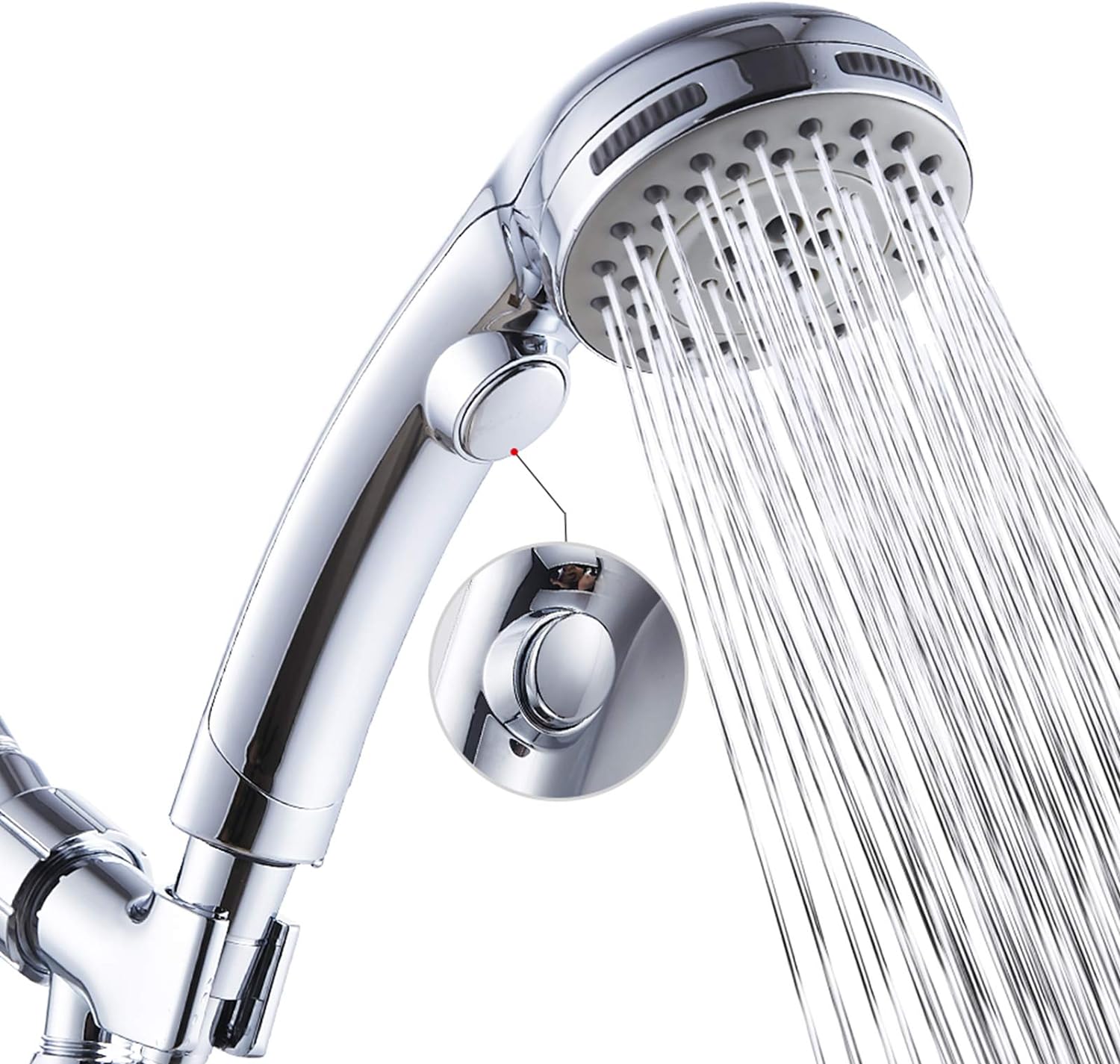 Handheld Shower Head with High Pressure 8 Sprays EMBATHER 4.5 Inches Hand Held Showerhead Set with 71 Inches Shower Hose and Adjustable Shower Arm Bracket Brushed Nickel