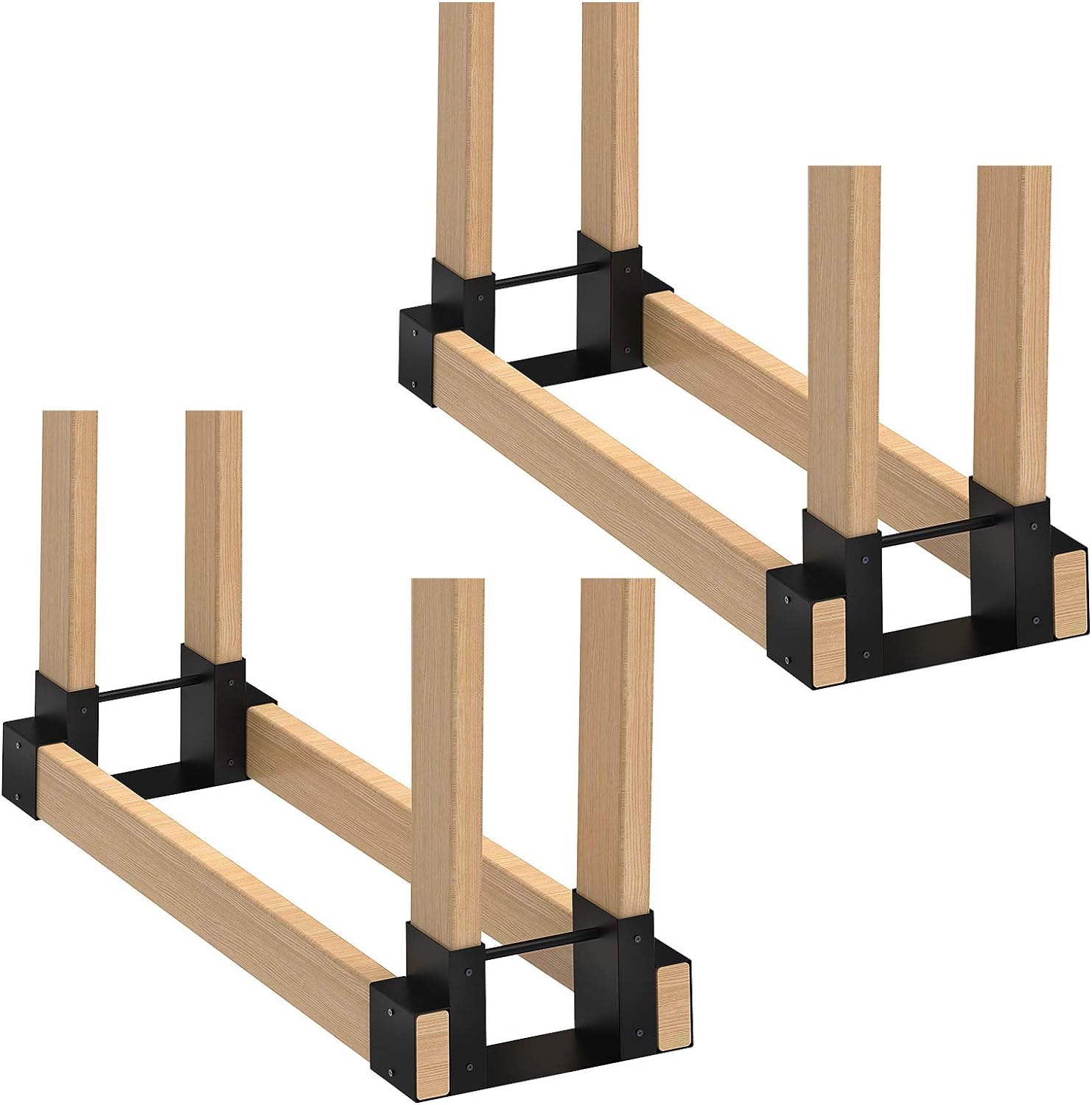 Outdoor Firewood Log Rack Bracket Kit Metal Fire Adjustable Wood Storage Holder