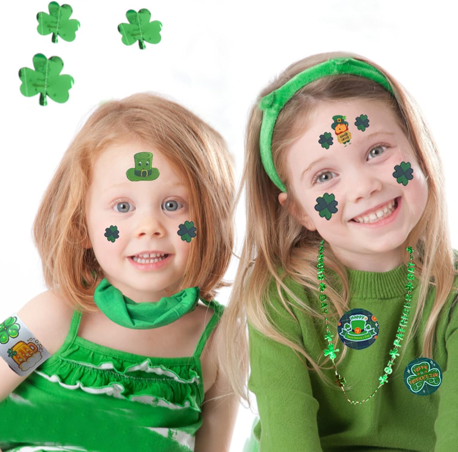 St Kids Party Favors Supplies Decorations for Irish Saint Patricks Day Decor Patricks Day Accessories Favors Set with Hat Clover Shamrock Glasses and Necklaces Lucky Bracelets Tattoo Stickers 