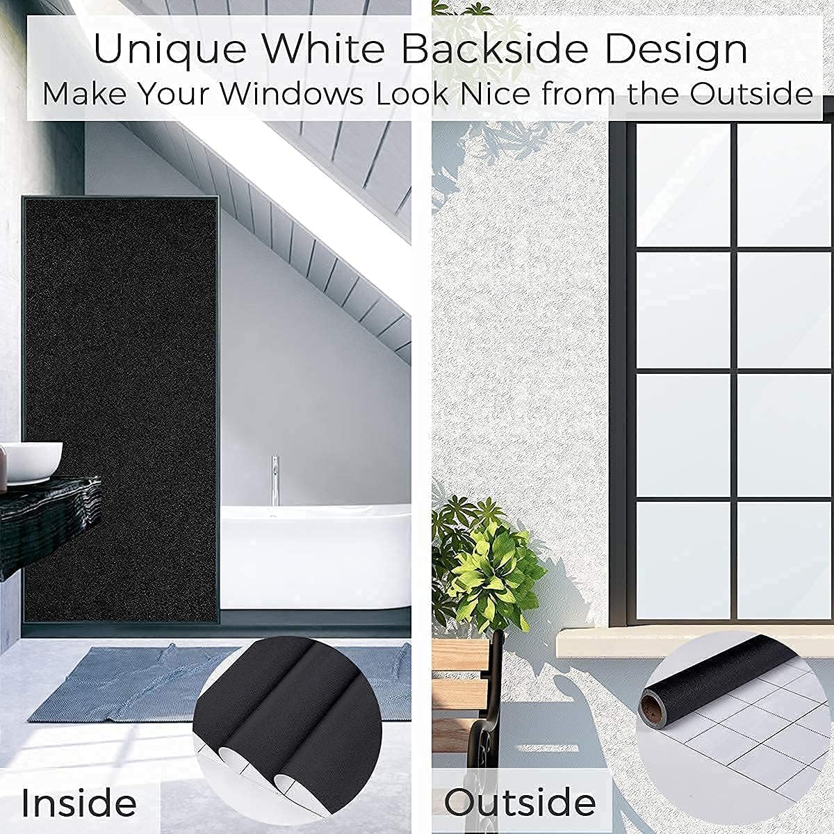 Opaque Window Cling Vinyl VELIMAX White Blackout Window Film 100% Light Blocking Window Cover Privacy Film for Glass Windows 17.7in x 59in Sun Blocking Window Films Non Adhesive