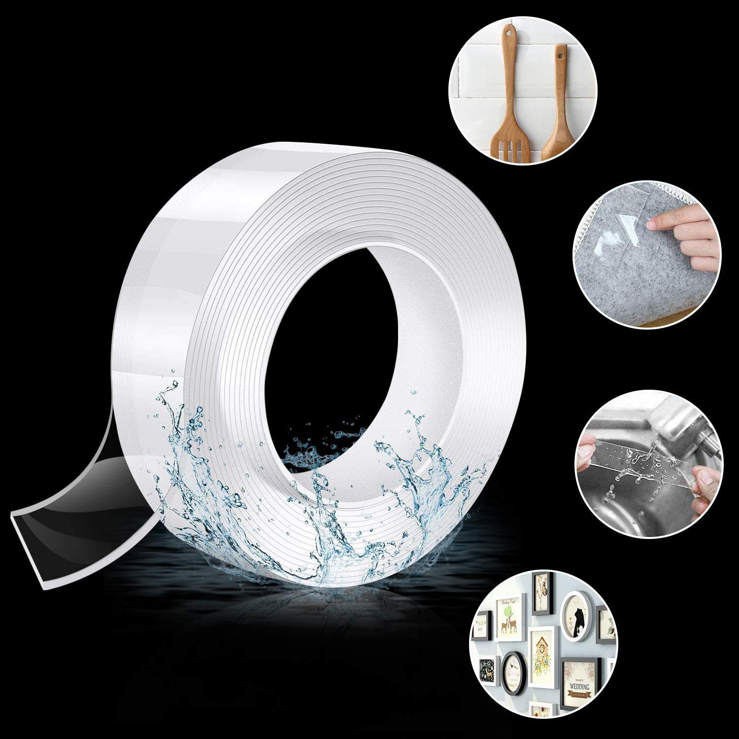 Reusable Removable Transparent Double Sided Adhesive Tape Multi-Functional 