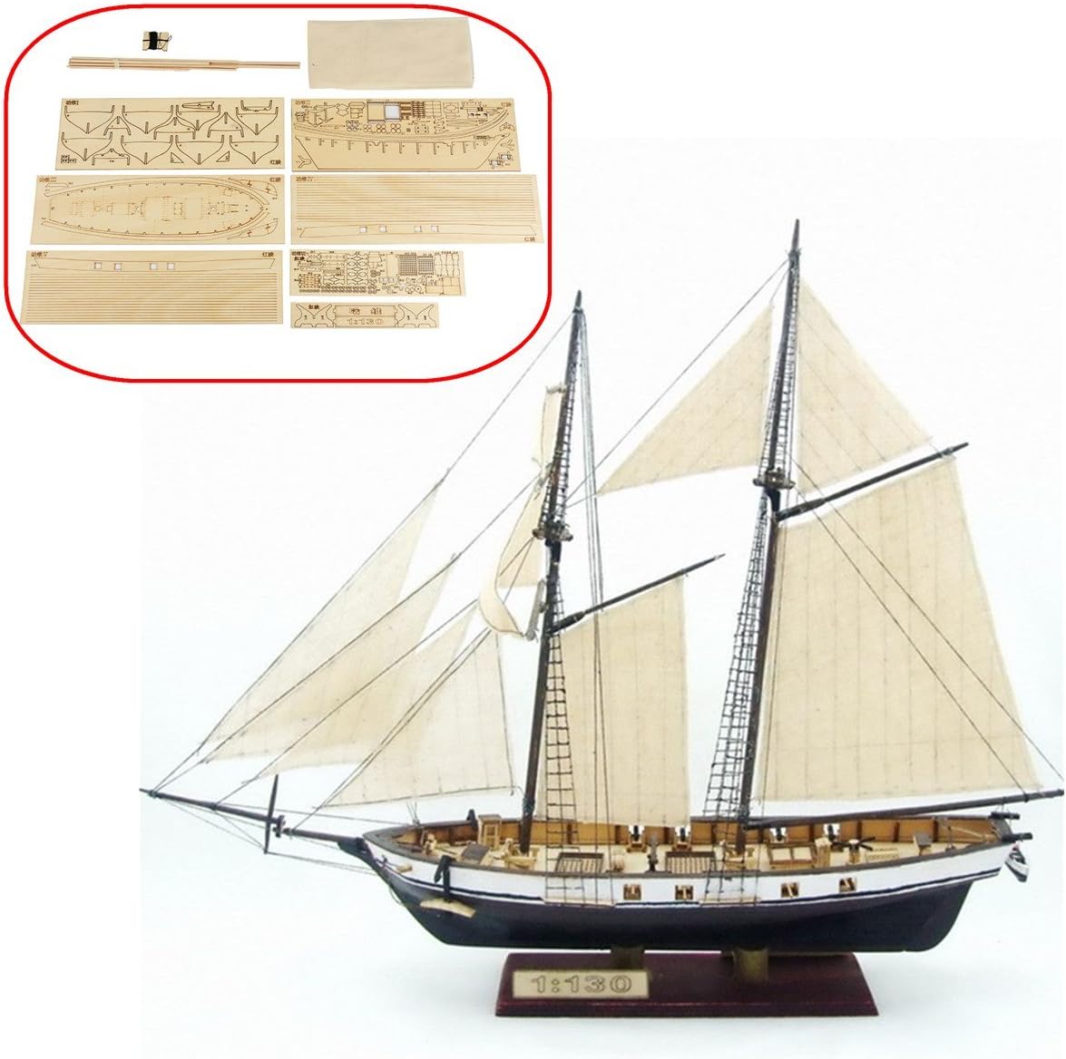 1:87Scale DIY Wooden Sailing ship Boat Assembly Model Kits Ship Home Office Toy 
