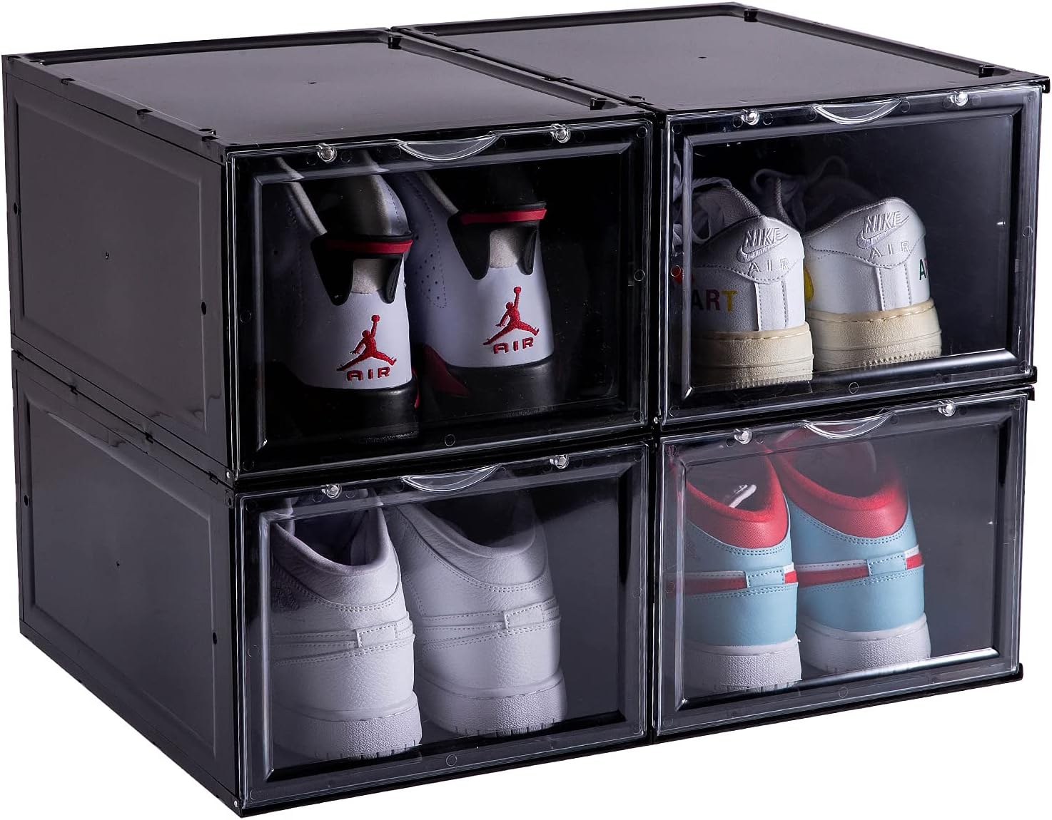 2 pcs Set Stackable Drawer Shoe Box Storage Container Closet Shoe Organizer 