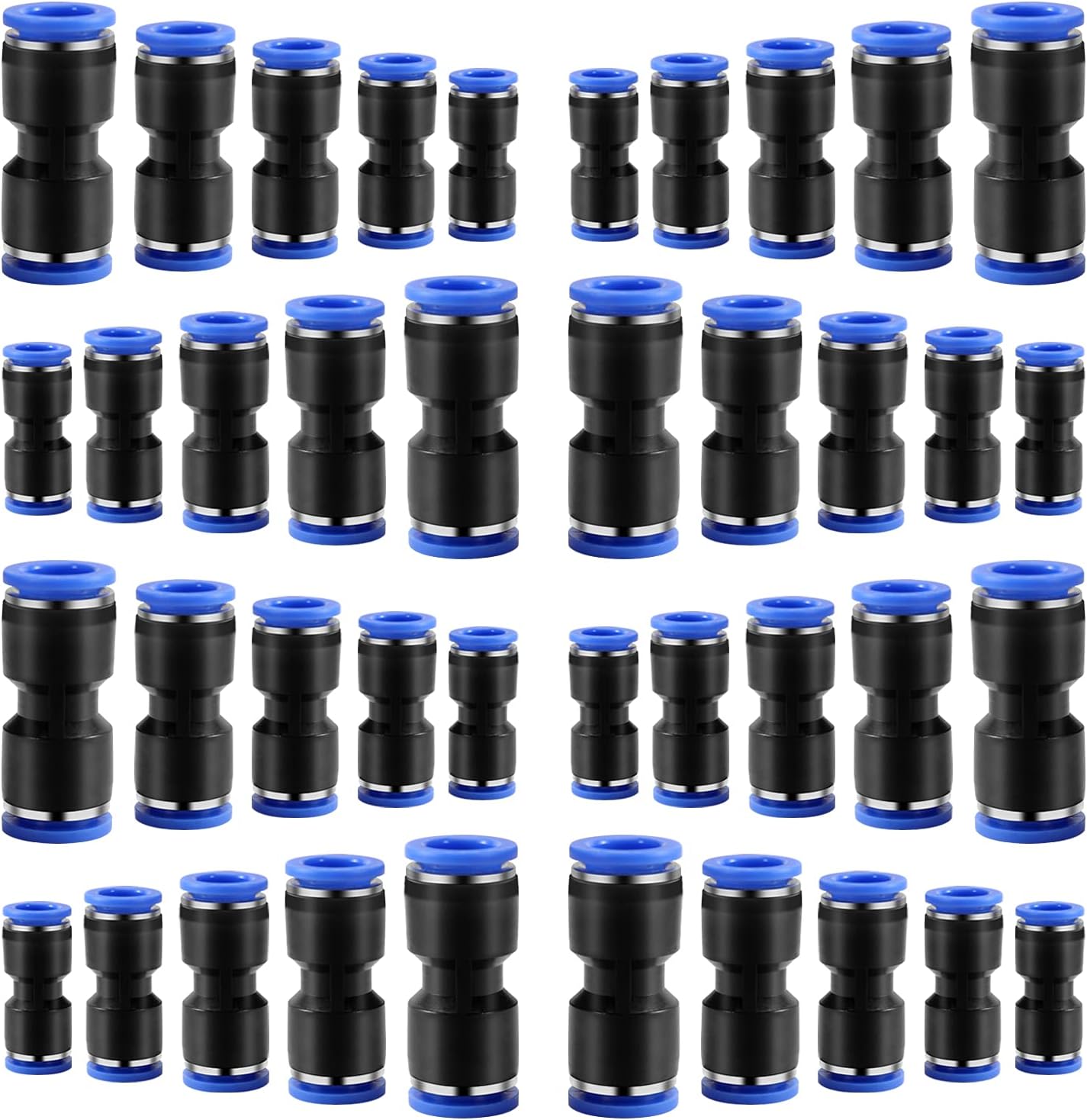 40 Pcs Straight Connectors Puch Pneumatic Fittings Air Line Quick Hose Repair 