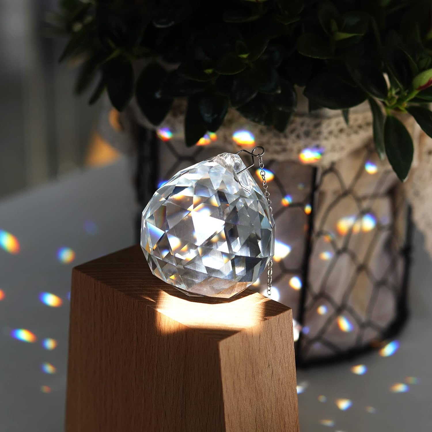 Sale 1pcs 40mm Clear Glass Crystal Ball Prism Pendant Decor Lamp Lighting 