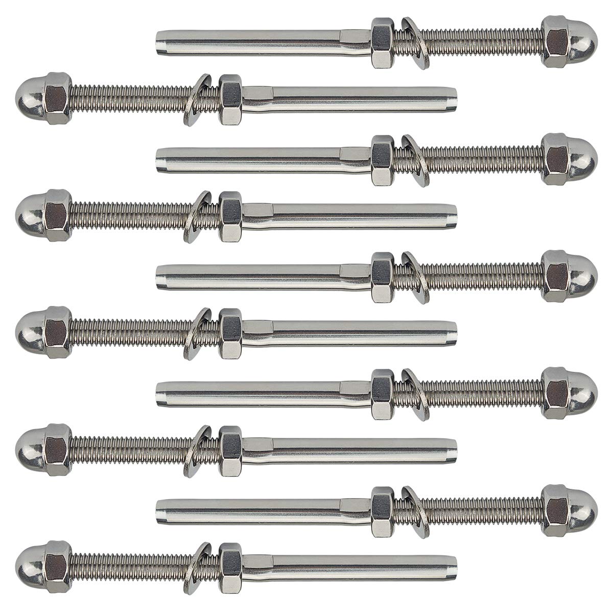 MUZATA Hand Swage Threaded Stud Tension End Fitting Terminal for 1/8 Cable Railing Kit,T316 Stainless Steel 6 Long for 4x4 to 6x6 Deck Wood Metal Posts 10Pack CR39,Series CA1