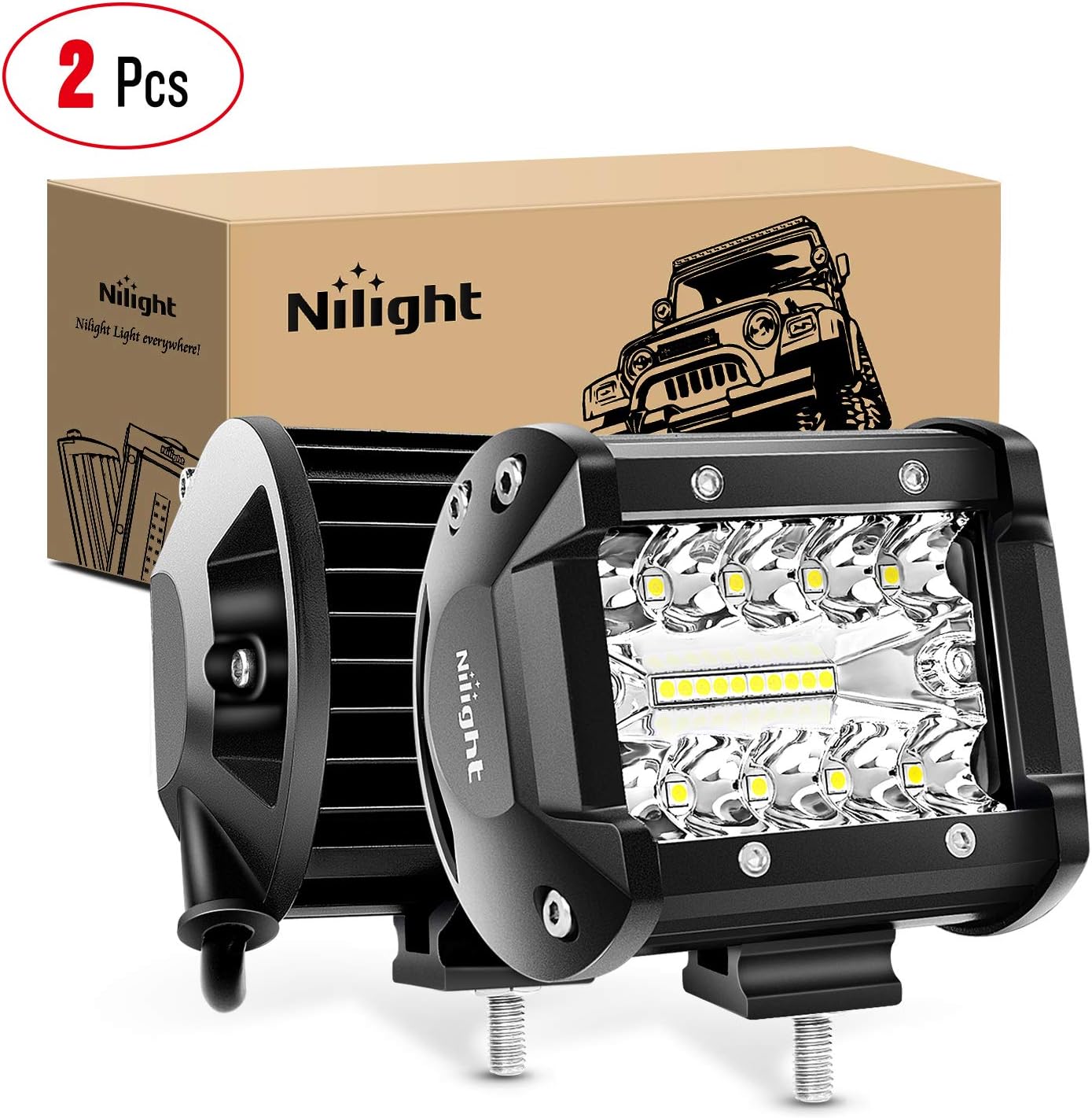 2pc 4Inch Spot Cube Pods Driving Lamp Led Work Light Truck Trailer Tractor 