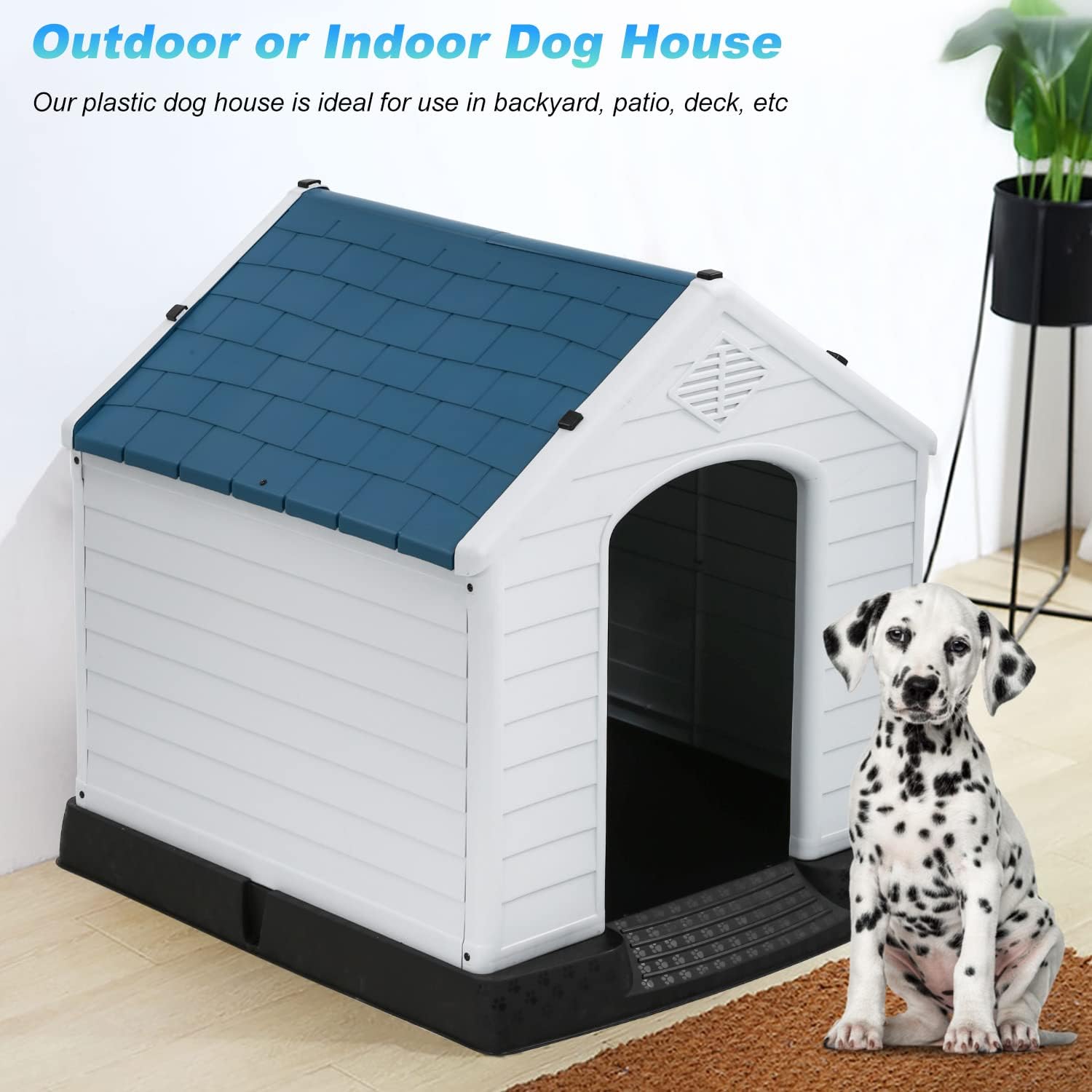 PETSITE Dog House Waterproof Puppy Kennel Plastic Pet Dog Shelter for Indoor Outdoor Use
