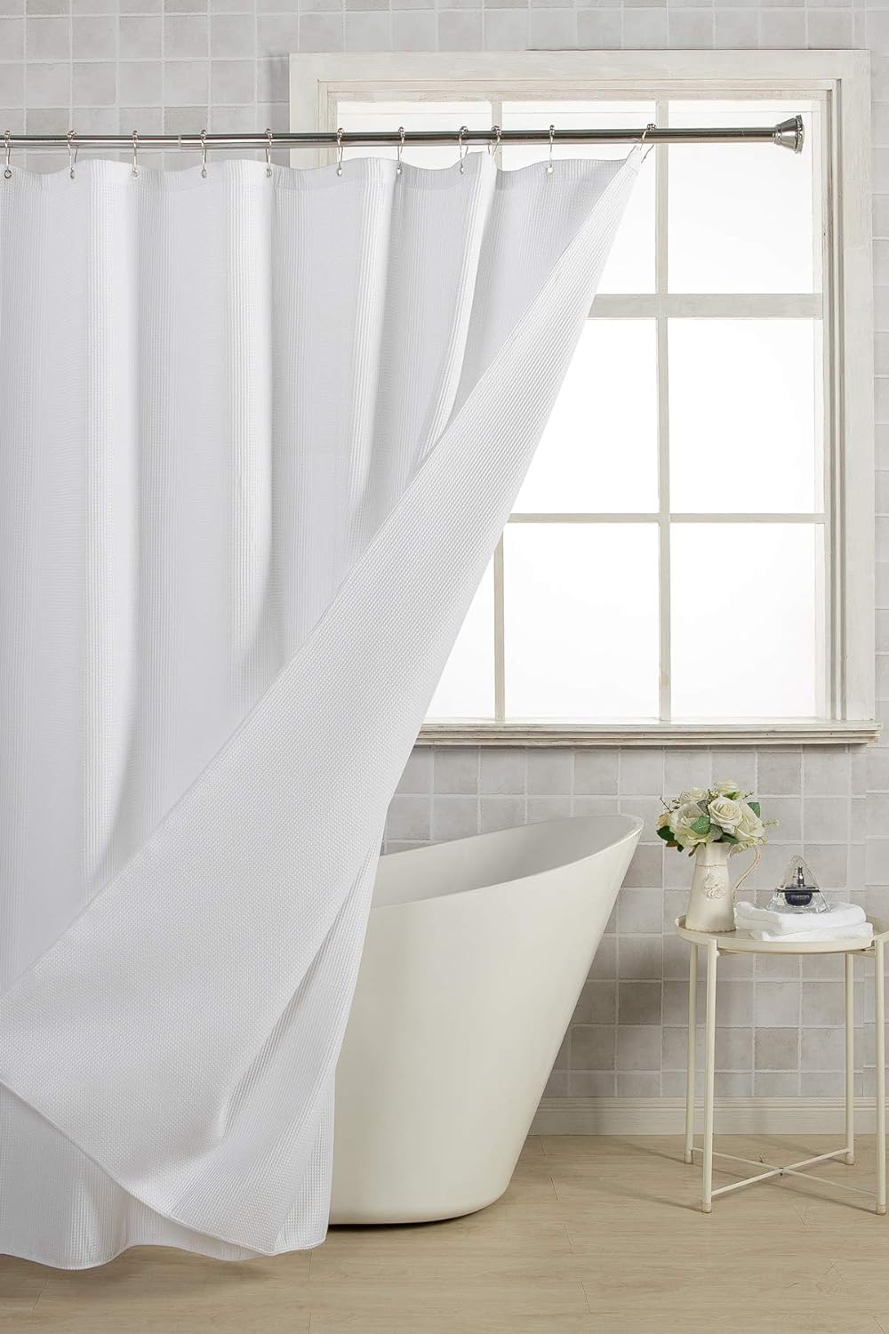 Grey Heavy Duty Fabric Shower Curtains with Waffle Weave Hotel Quality Bathroom Shower Curtains 72 x 72 Inches AmazerBath Waffle Shower Curtain