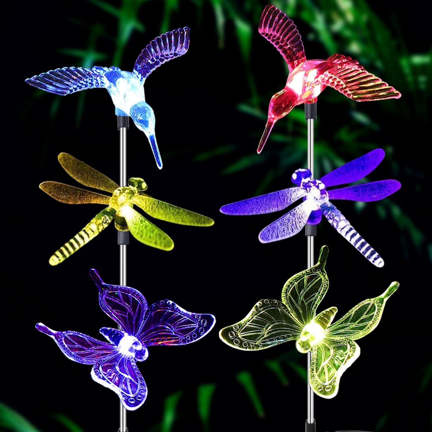 2Pack LED Solar Power Butterfly Stake Lights Outdoor Garden Landscape Lawn Lamp 