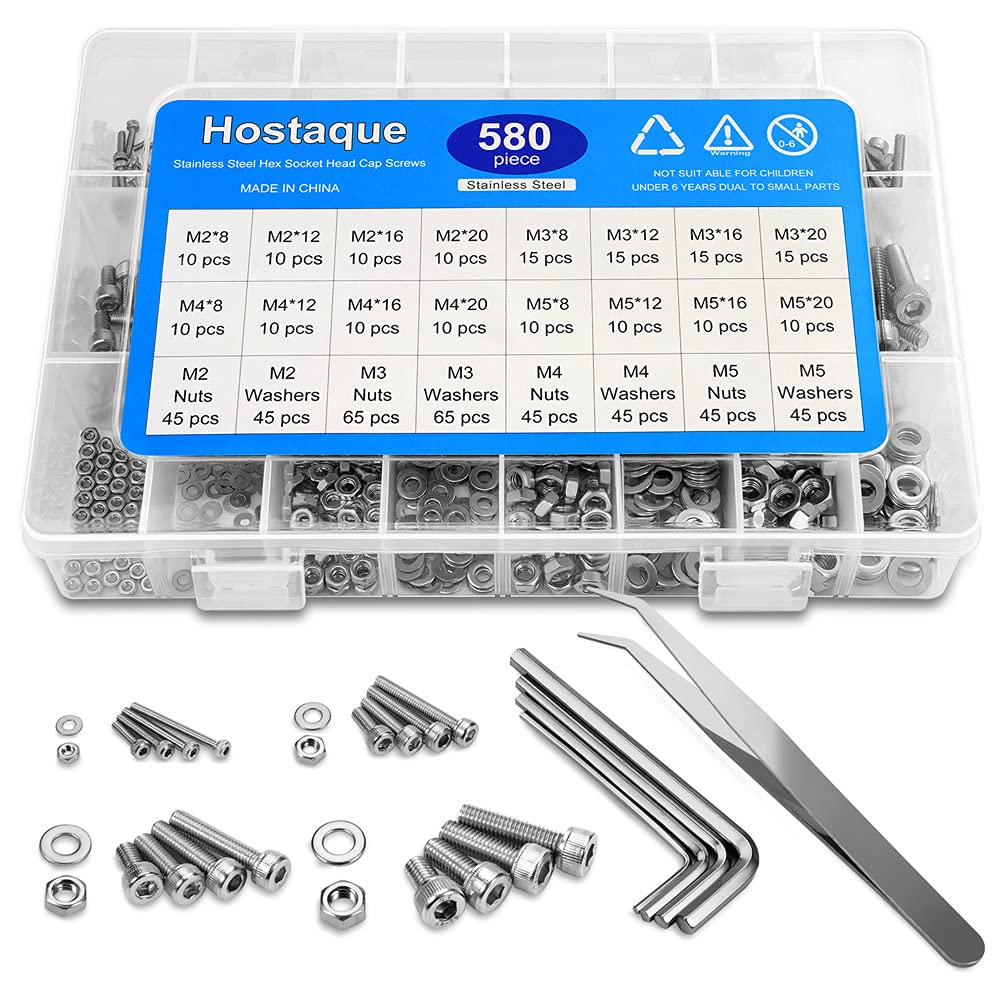 1000 Pcs Stainless Steel Hex Screws Bolts With Nuts Washers Assortment Kit Tool