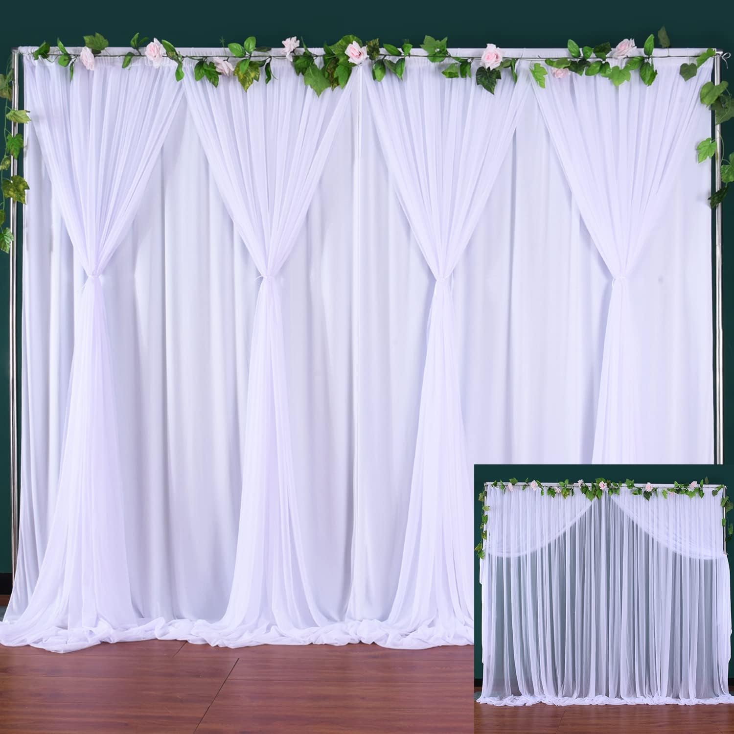 White Backdrop Curtains Wedding Backdrops for Reception 5ft x 7ft Backdrop Curtains for Parties