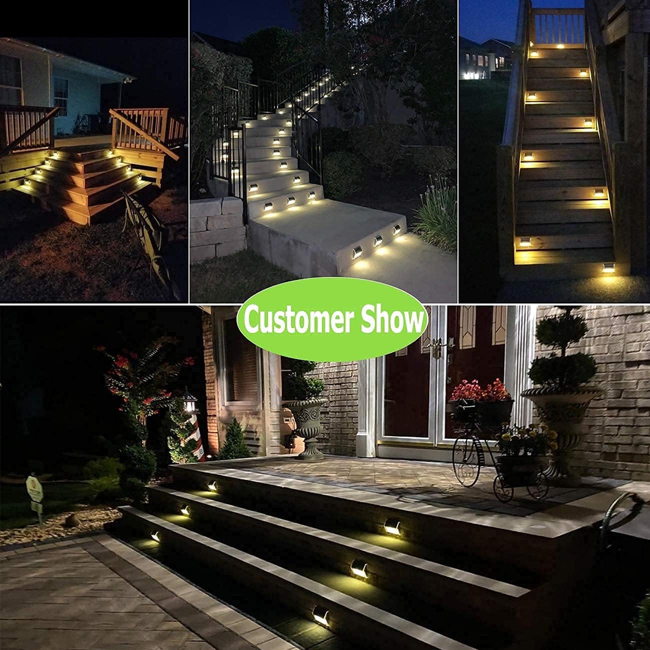 Warm White 4x LED Solar Power Deck Lights Outdoor Pathway Stairs Fence Lamps 