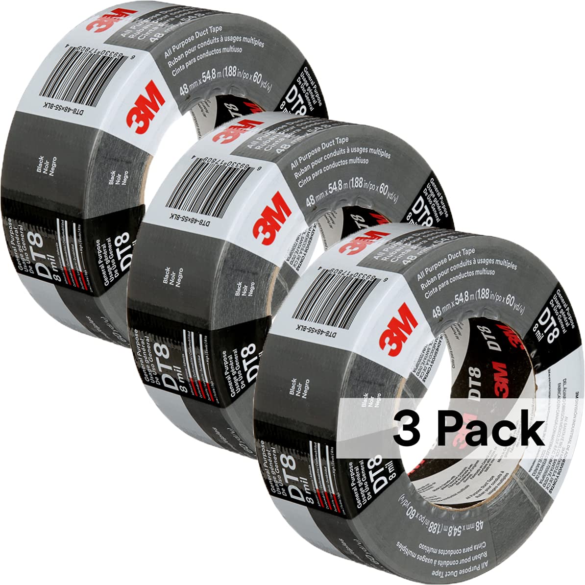 4-Pack Contractor Grade Duck Tape Brand Duct Tape Silver 1.88 In X 60 Yd New 