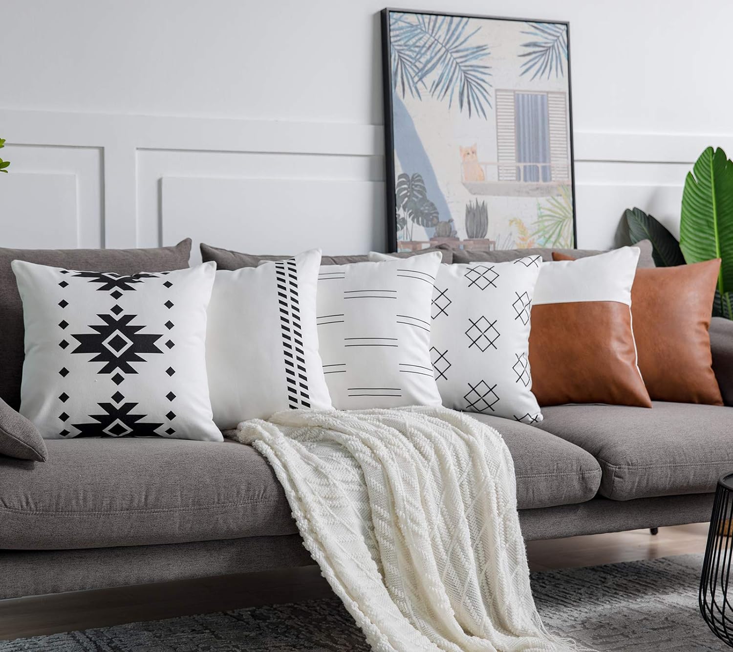 18'' Geometric Print Pillow Cases Square Cushion Covers Throw Sofa Bedroom Decor 