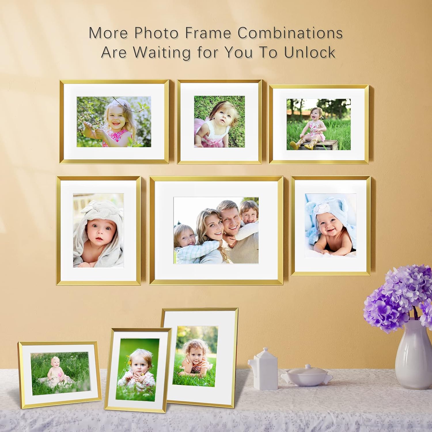 GOLD Multi Layer Design 5 x 7 Photo Picture Frame Wall Mount or Easel Back 