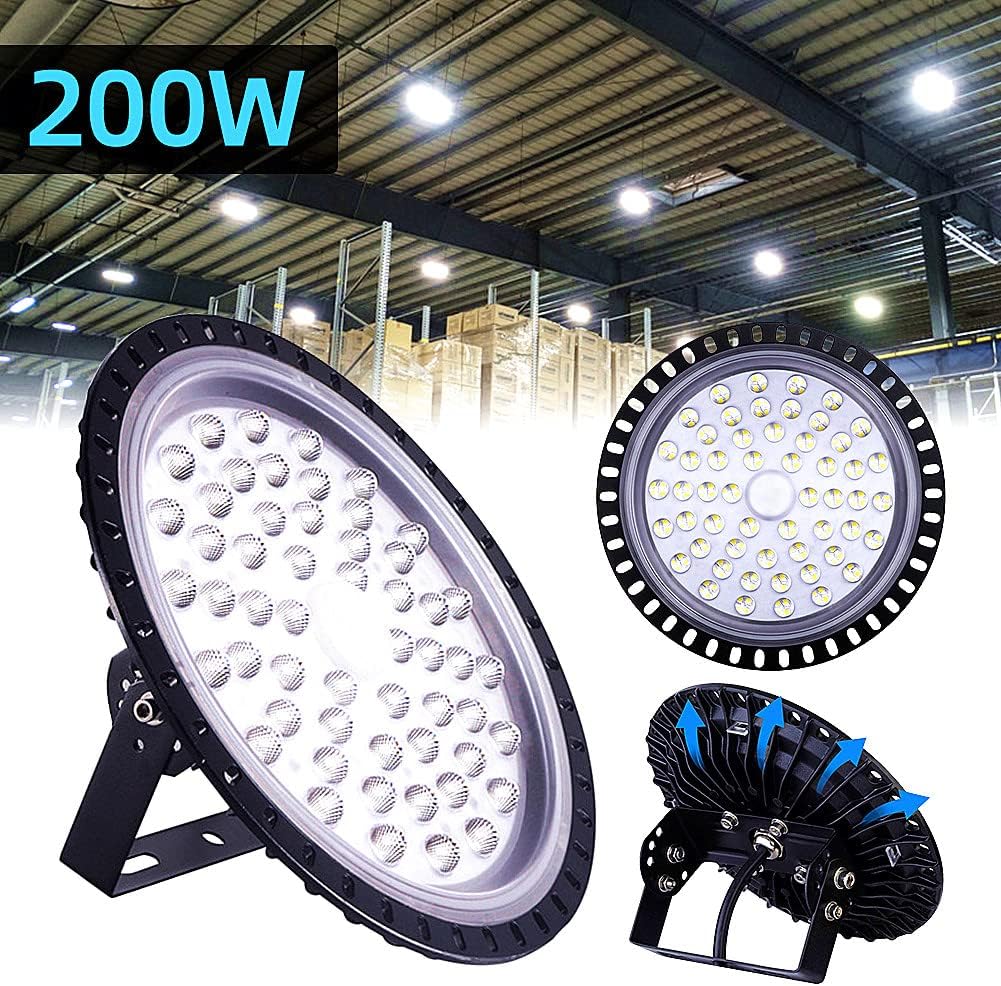 200W LED High Bay Light Bright Warehouse Fixture Factory Commercial GYM Lighting 