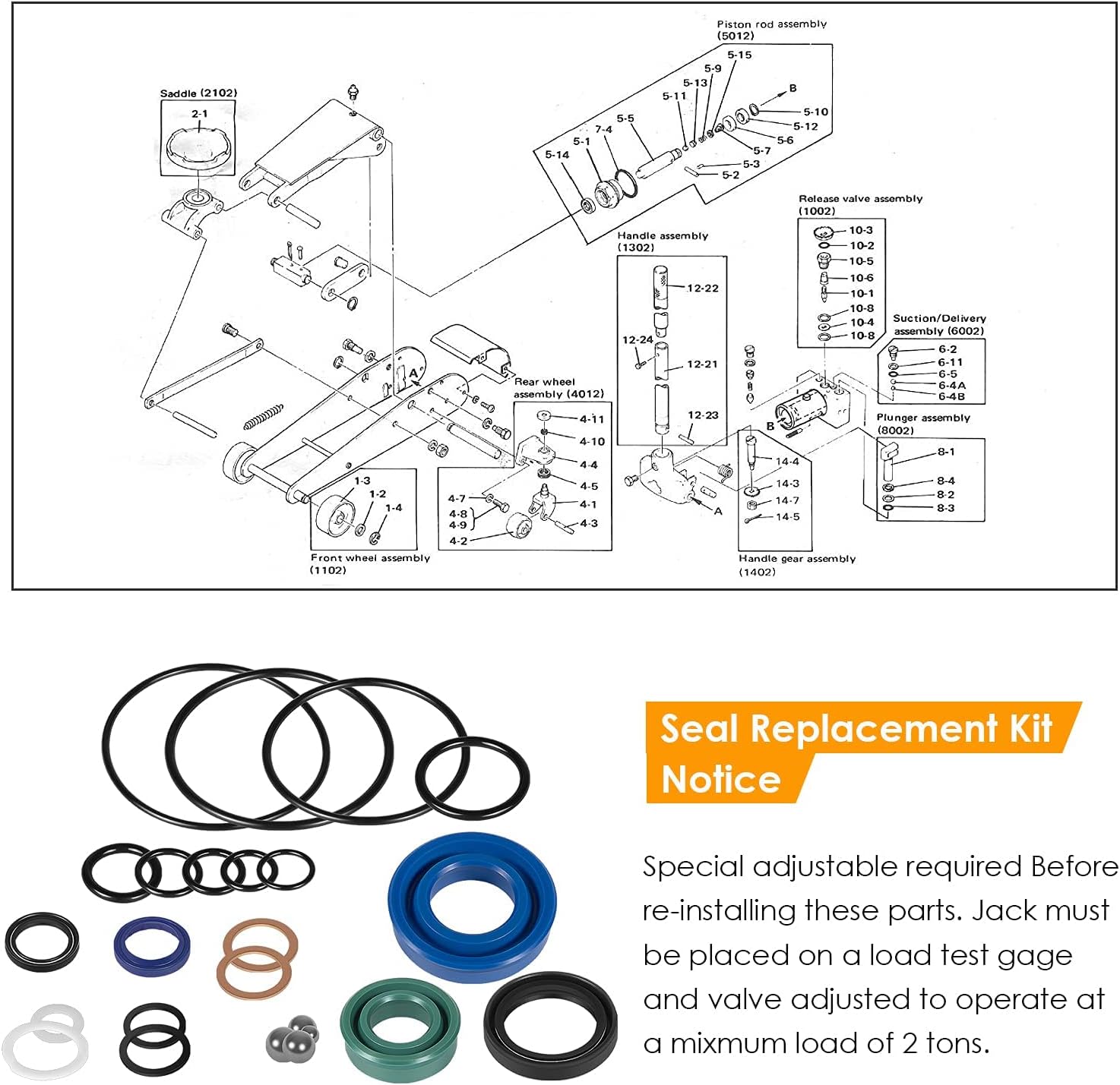 Buy 328.12031 Seal Replacement Kit Full Set 59PCs for Sears (Craftsman) 2-Ton  Floor Jack Hydraulic Repair Online in Pakistan. B09BNDJM11