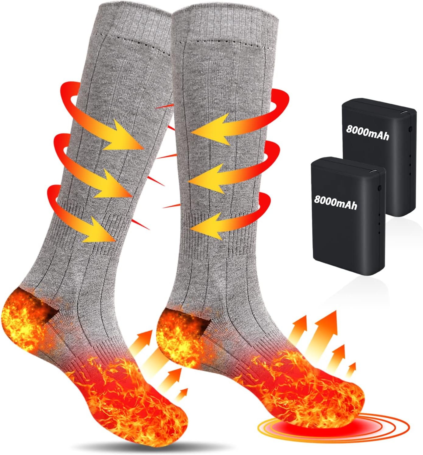 Heated Warm Socks USB Rechargeable Adjustable Temperature Heating Unisex Socks Warm Foot Equipment for Cycling Motorcycle Skiing