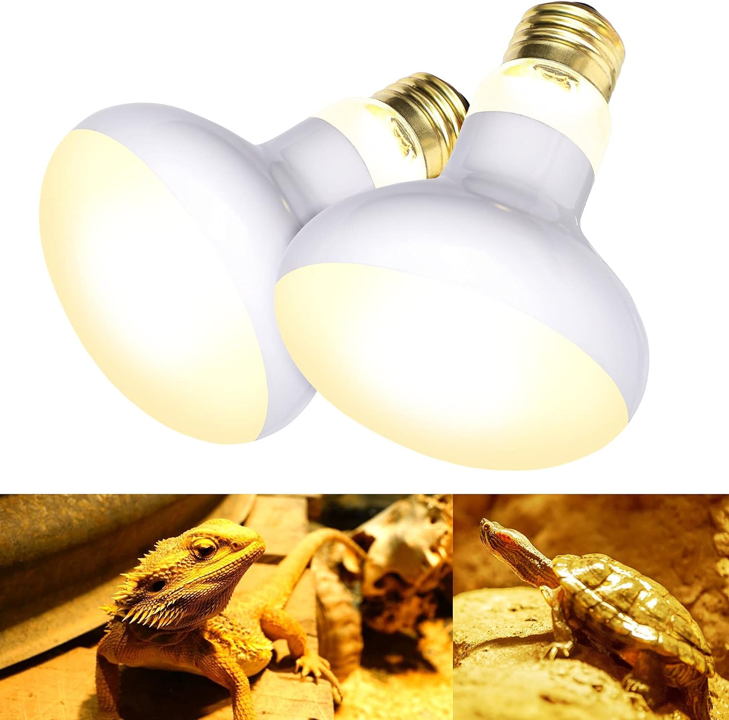 2 Pack Aomryom 100W UVA Basking Spot Heat Lamp Bulb Soft White Light Glass Heat Bulbs for Reptile & Amphibian 