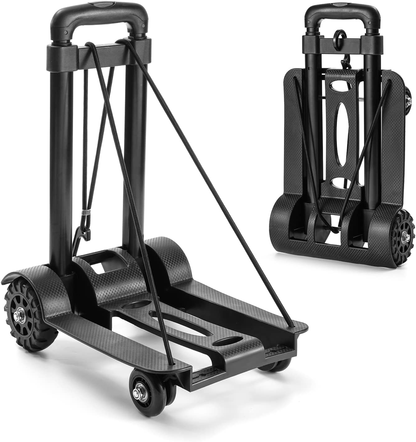 Lightweight Folding Hand Truck Portable Luggage Cart with Wheels & Black 