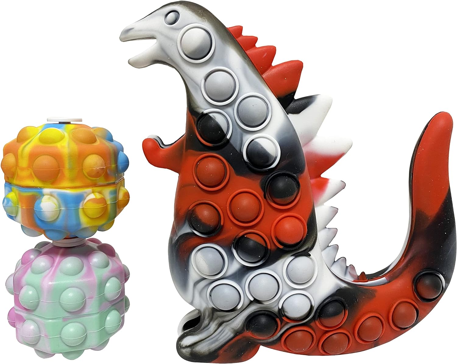 Fidget Toys Glow in The Dark Godzilla Popet Bubbles Stress Reliever 5 Pack Gift 
