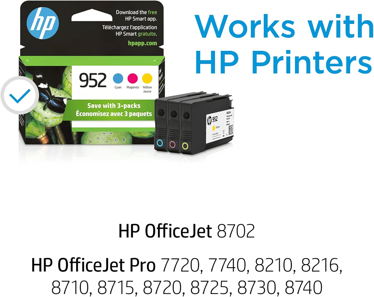 LD 3pk Comp Ink Cartridge for HP 952XL 952 OfficeJet 7740 8702 8715 CMY