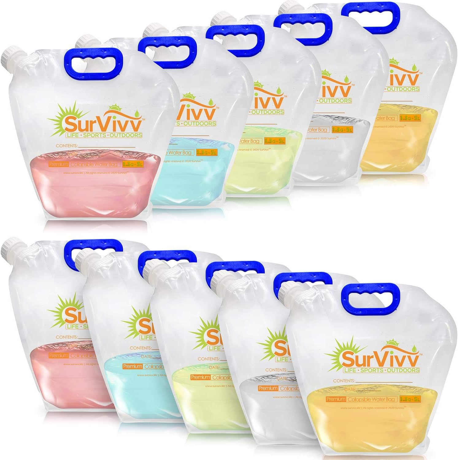 Collapsible Emergency Water Jug Container Bag 1.3Gallon/5L--4 packs