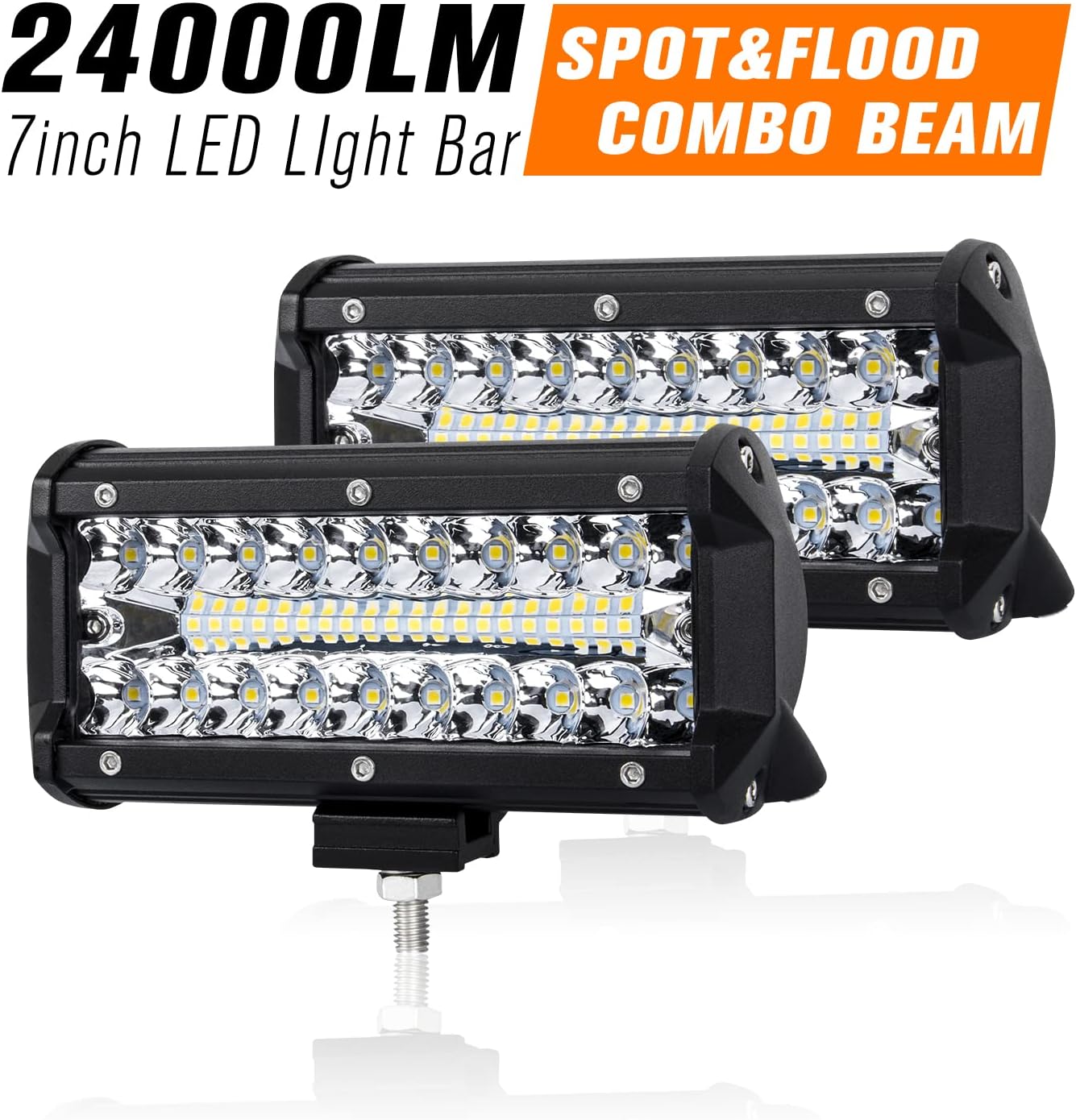 7inch Super Slim Single Row 6000K LED Work Light Bar Spot Flood Beam Driving