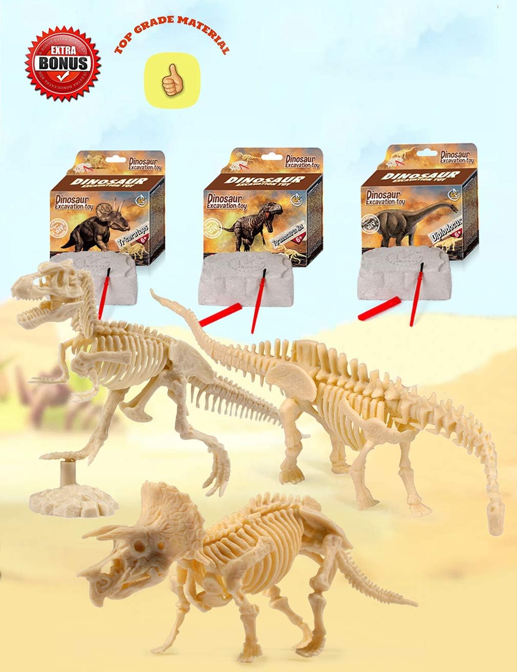 Dinosaur Dig Kit Archeology Kids Dino Toy Fossils Paleontology Skeleton Science 