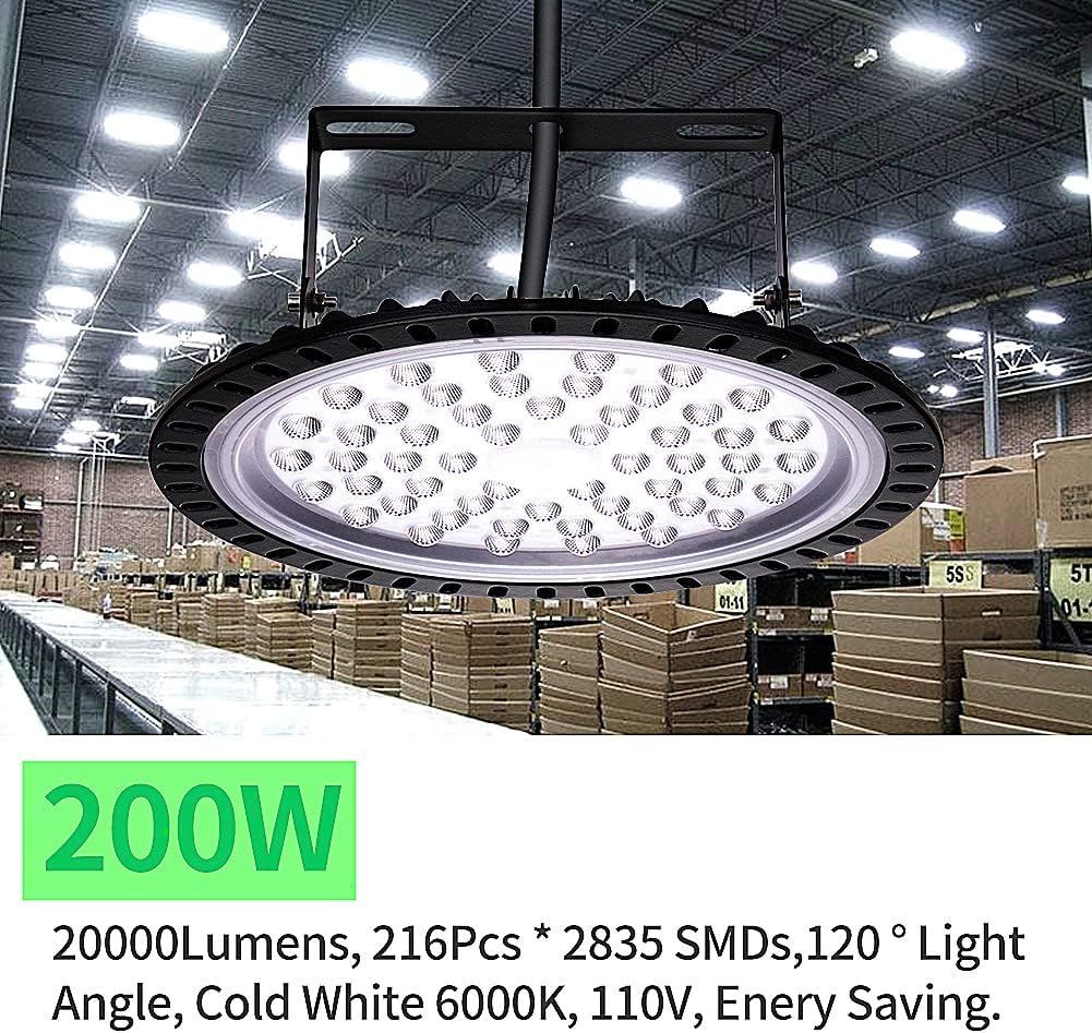 Super Bright Warehouse LED 200W UFO High Bay Lights Factory Shop GYM Light Lamp 