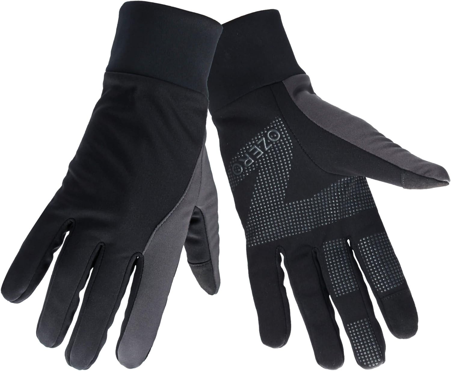OZERO Womens Touch Screen Gloves Winter Warm Windproof Large Black-gray 