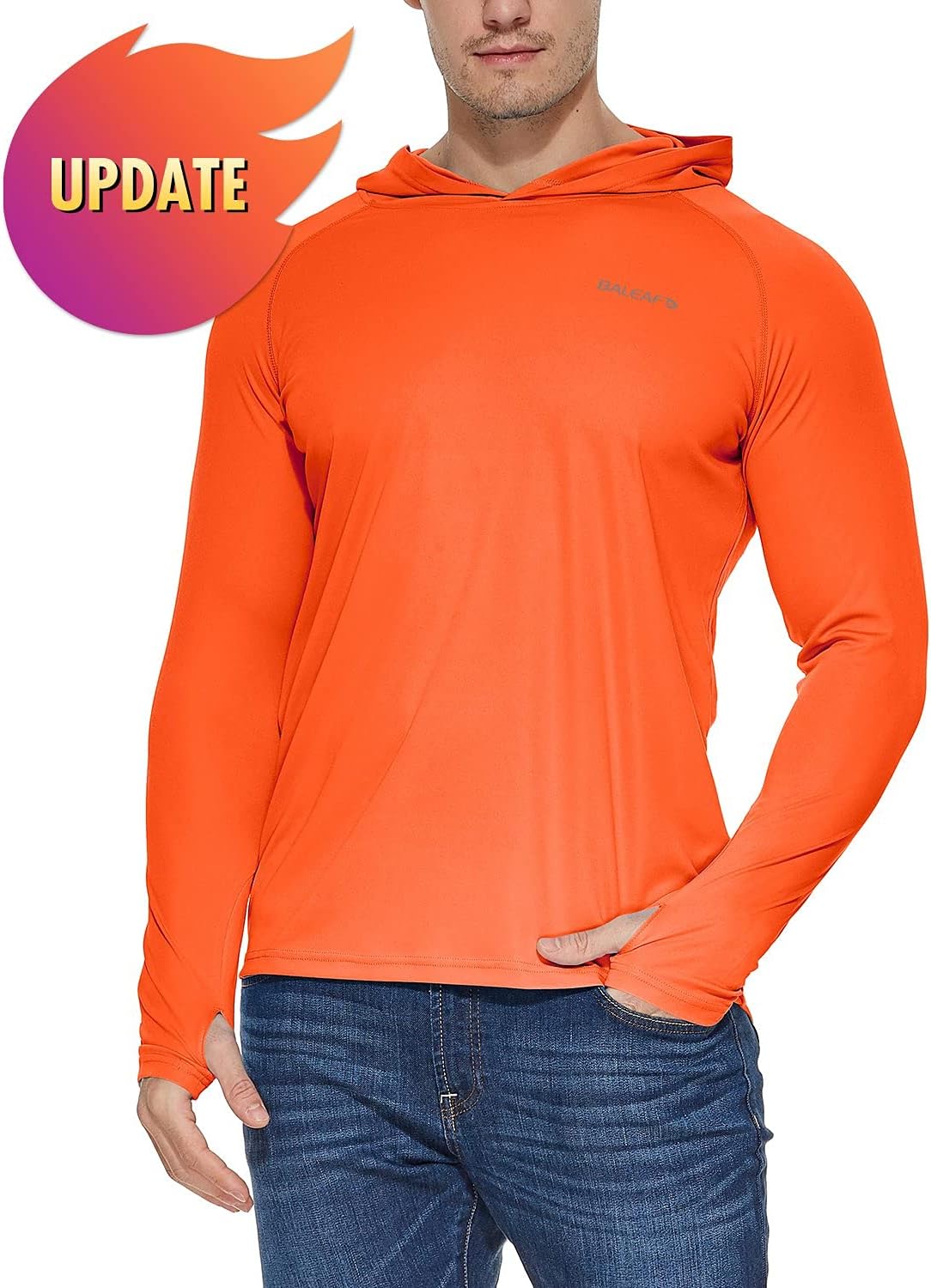 BALEAF Mens UPF 50 Sun Protection Hoodie Long Sleeve Performance SPF Outdoor/Hiking Thumbholes T-Shirt