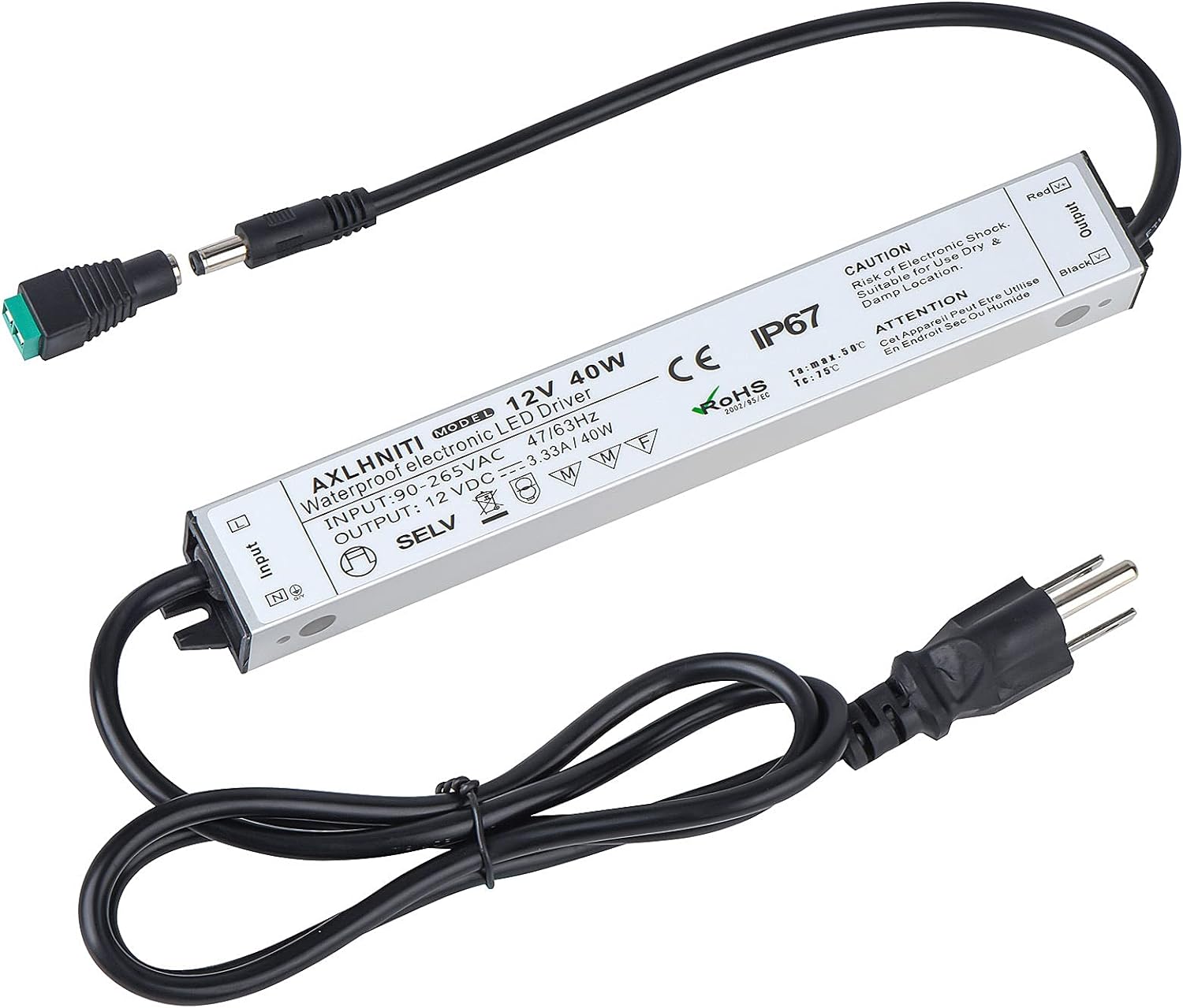 12V DC LED Netzteil LED Treiber trafo 12W Led  Strip Lights TS-90 