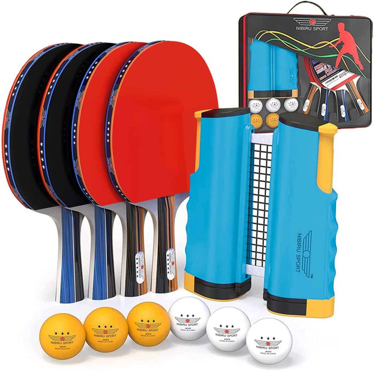 Portable Table Tennis Complete Game Set Retractable Net Paddles Balls Posts 