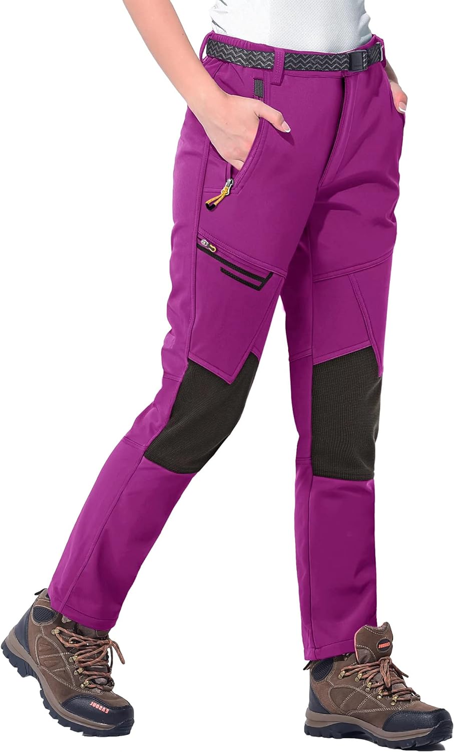 PERSIT Women's Snow Ski Pants Waterproof Windproof Fleece Lined Winter Rain Outdoor Cargo Hiking Pants with Pockets