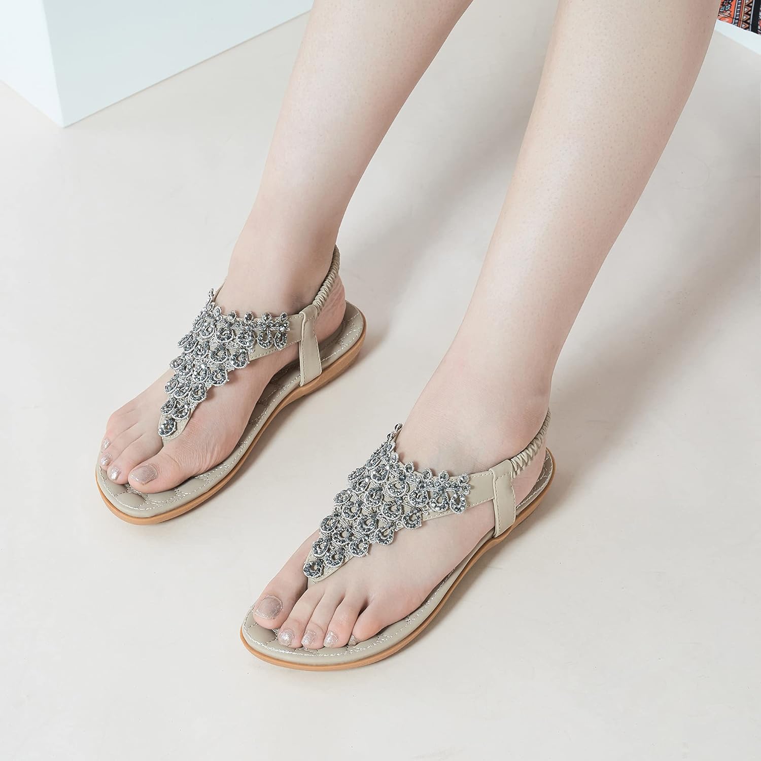 9, Pink Ladies Elastic Wide Strap Comfortable Flat Sandals Summer Causal Roman Shoes Women T-Strap Flip Flop