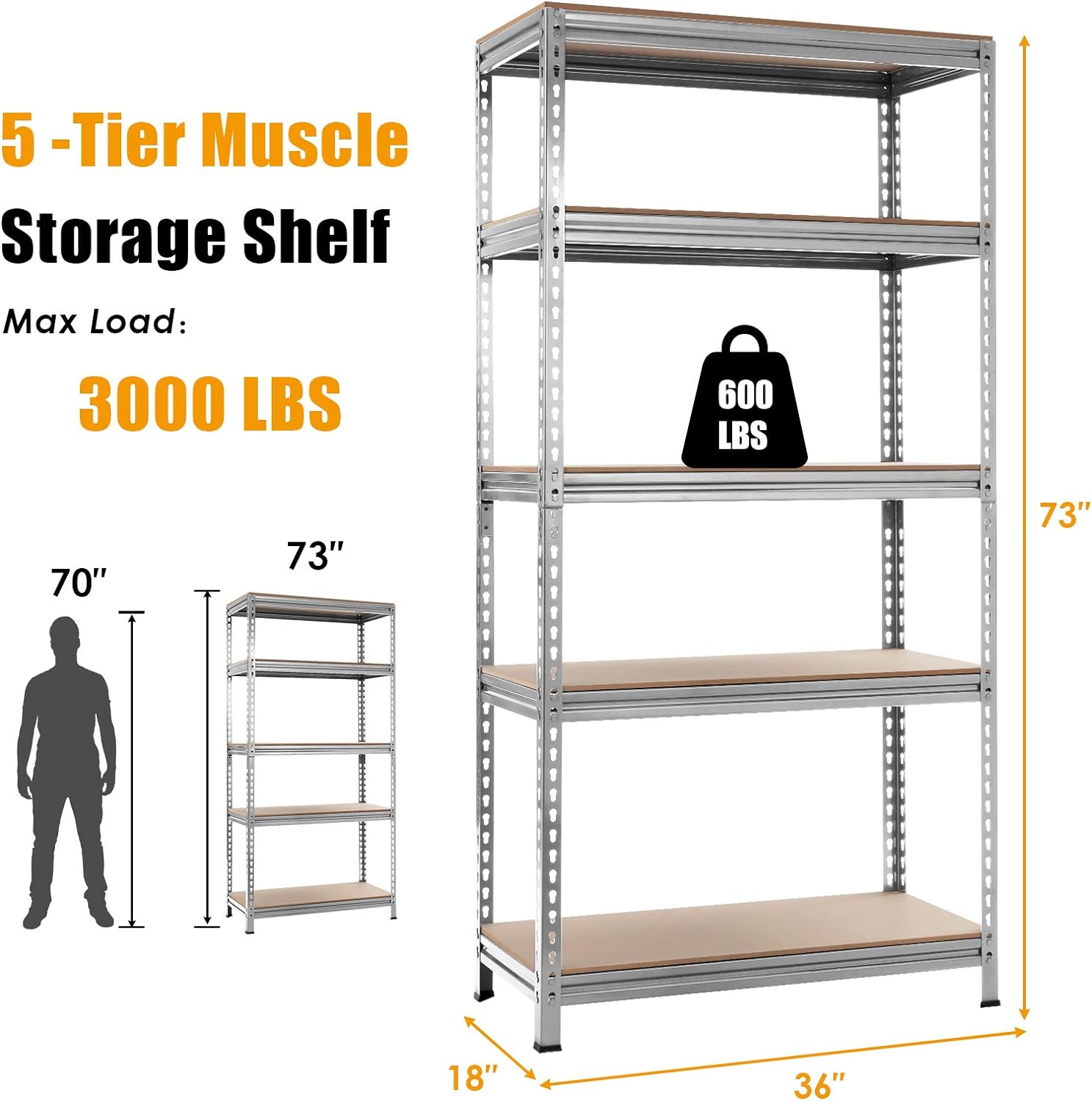 Hevy Duty Muscle Rack Adjustable Steel Storage Metal Shelves 4 5 Levels Units