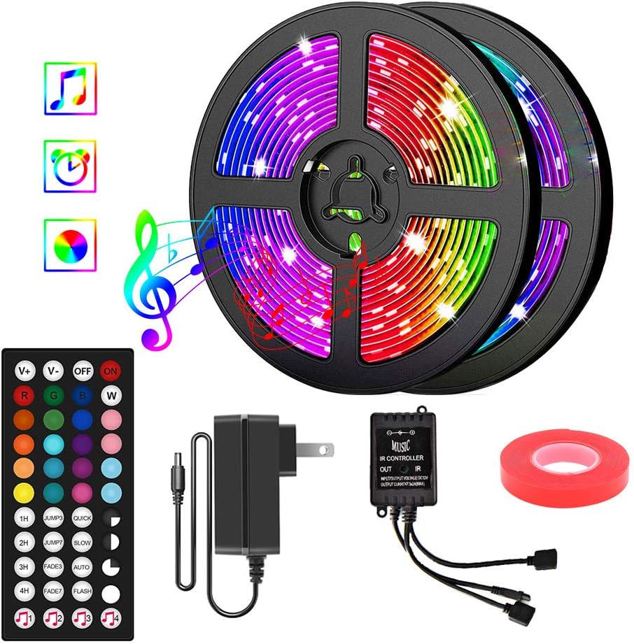 100ft LED Strip Lights 50ft Music Sync 5050 RGB Bluetooth APP Remote Fairy Tapes 