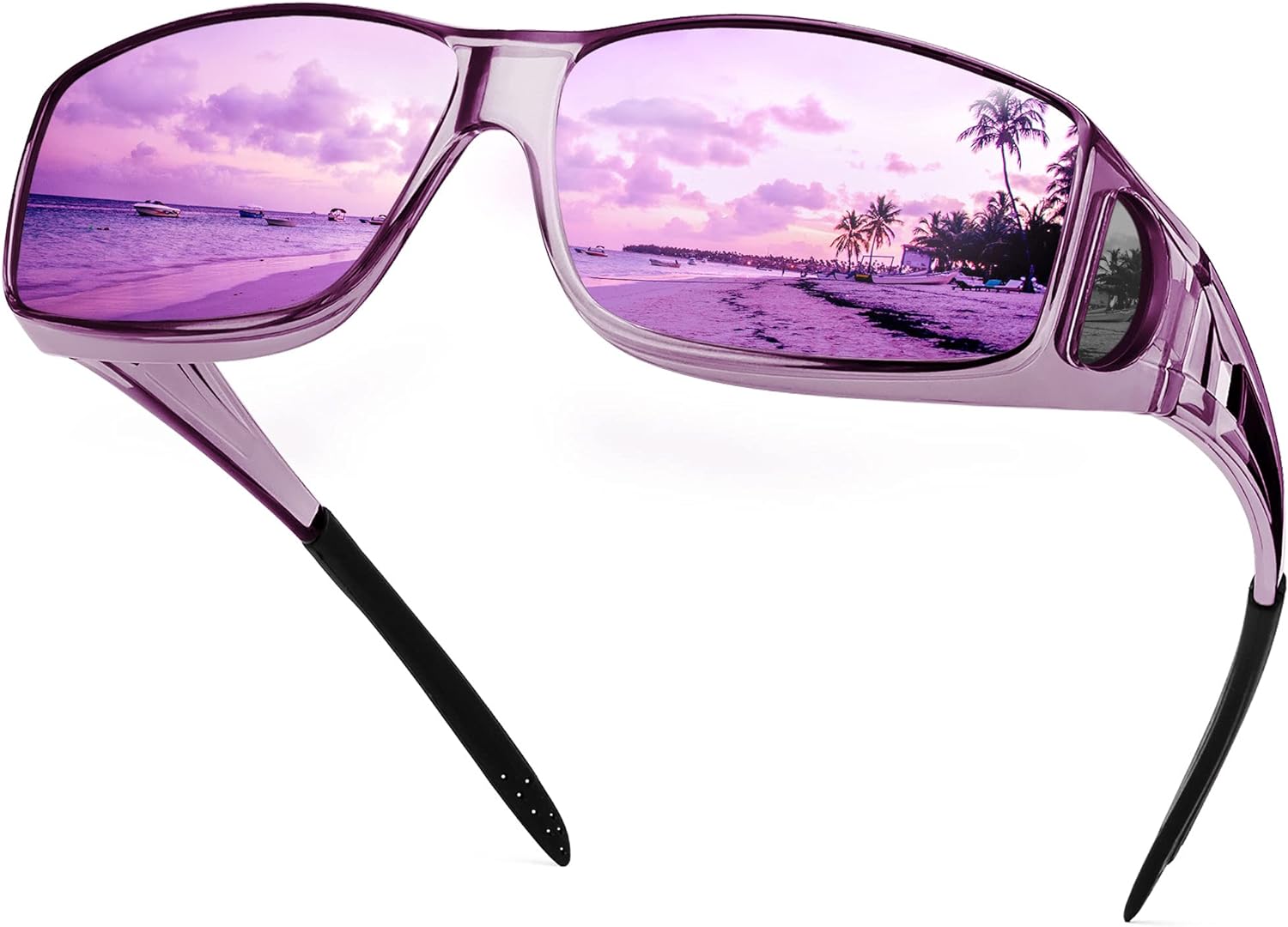 TAC Polarized Lens Fit Over Sunglasses OTG Rectangular Anti-Glare Matte Tort 