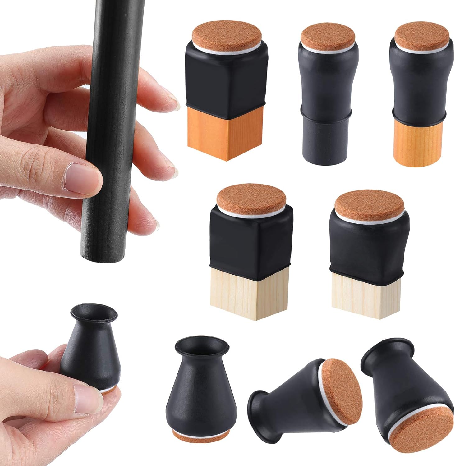 8/16pcs Square/Round Leg Silicone Caps Pad Table Feet Cover Wood Floor Protector 