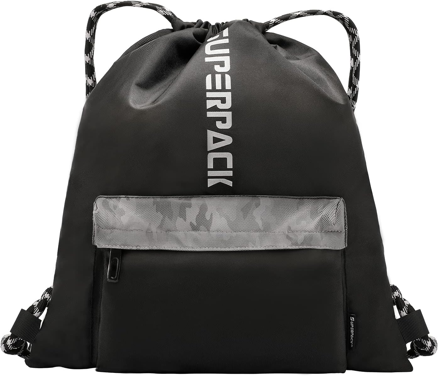 Aiditex Drawstring Backpack for Men Black Sport Gym Sack Bag 